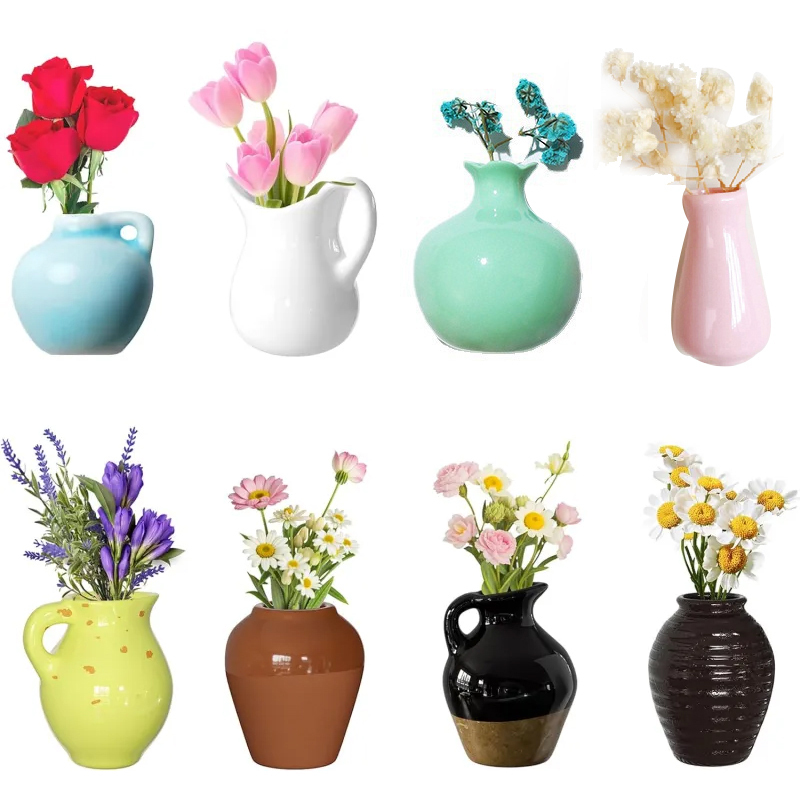 Cute Mini Resin Vase Magnets for Fridge Funny Small Plant Magnets for 