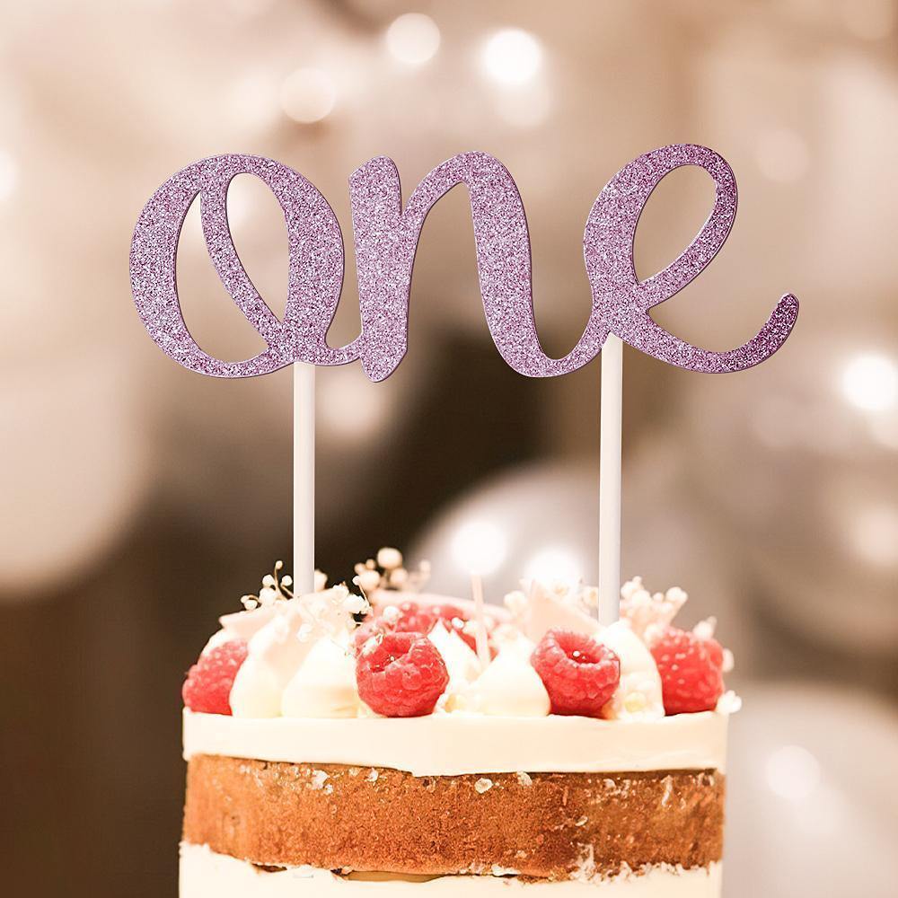 One Cake Topper - Glitter Pink - First Birthday First Birthday 1st Birthday First Year - MadeMineAU