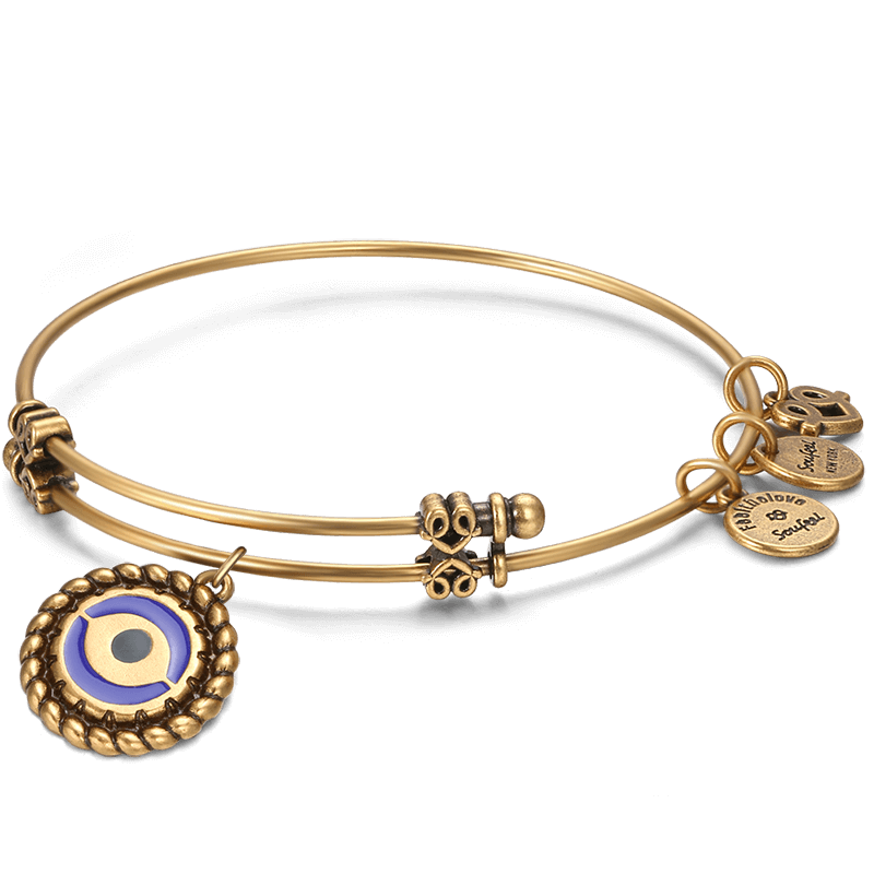 Evil Eye Engraved Charm Bangle Gold Plated For Men Women - MadeMineAU