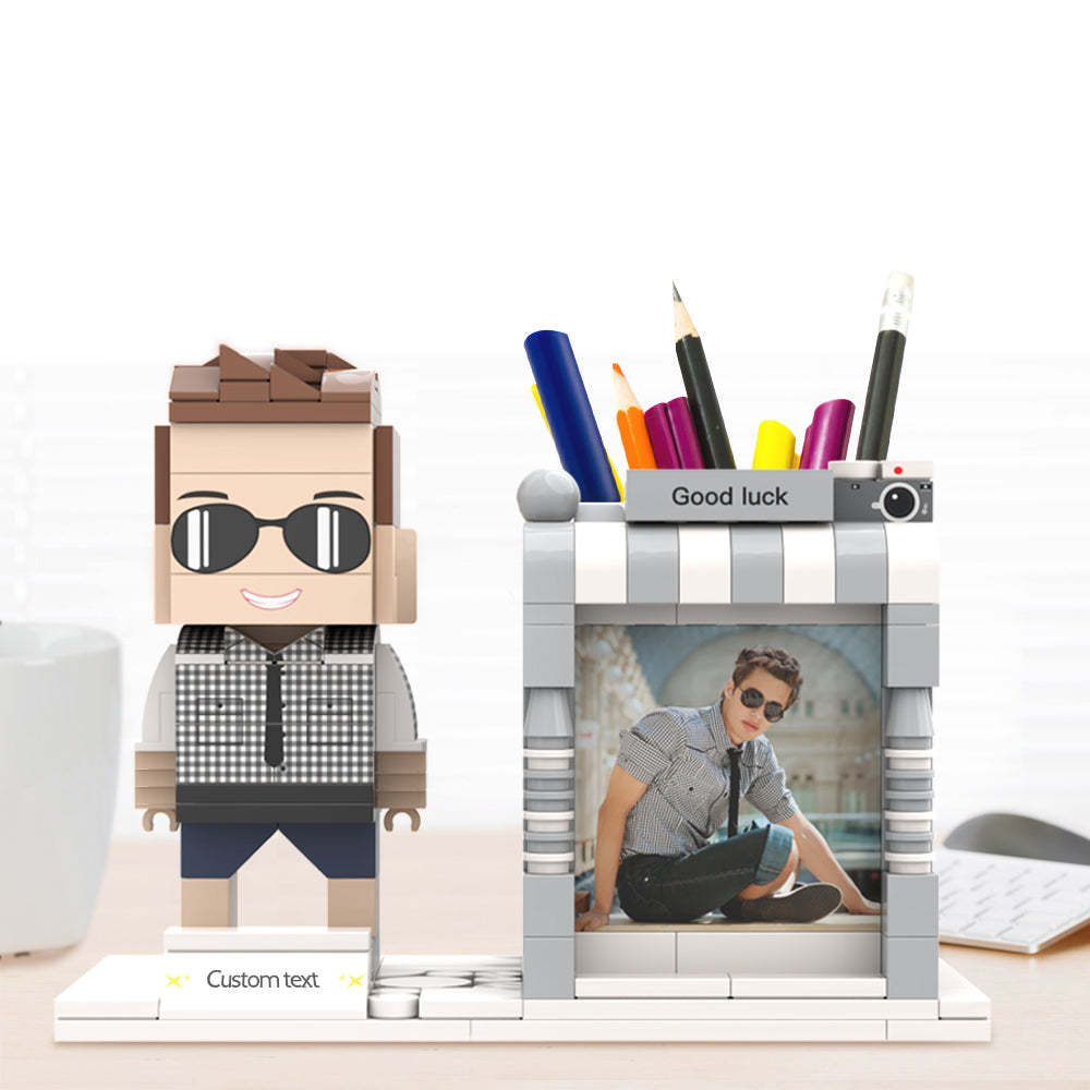 Custom Brick Figures  Pen Holder Personalized Brick Figures and Pen Holder Custom Photo & Name Pen Holder - MadeMineAU