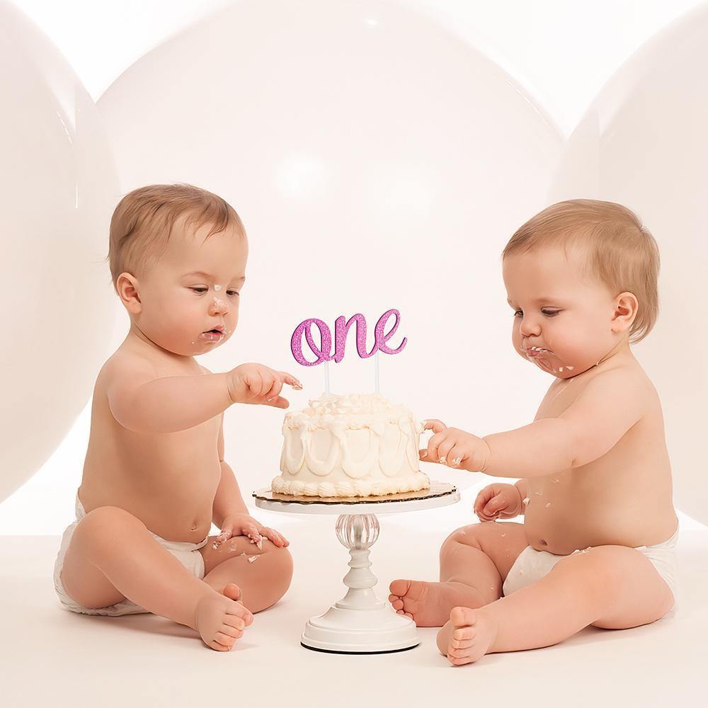 One Cake Topper - Glitter Pink - First Birthday First Birthday 1st Birthday First Year - MadeMineAU