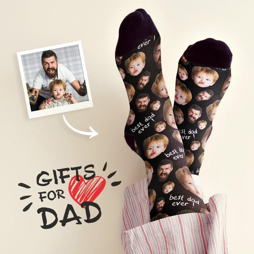 Custom Face Socks To The Best Dad 3D Preview - MadeMineAU
