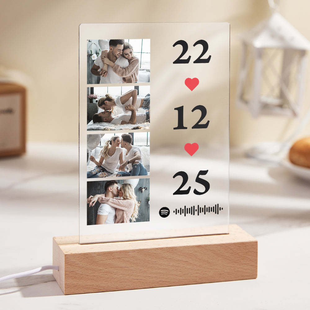 Scannable Music Photo Plaque Custom Spotify Keychain Personalized NightLight Gift For Her - MadeMineAU