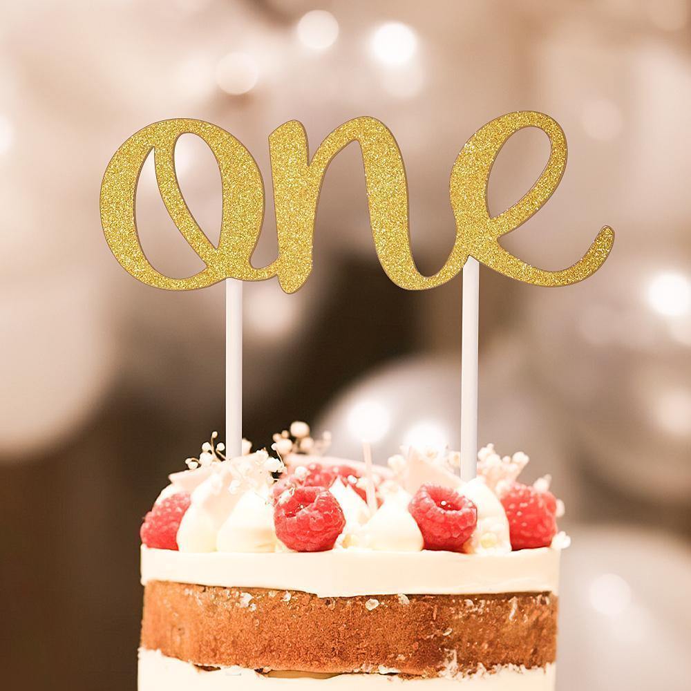 One Cake Topper - Glitter Pink - First Birthday First Birthday 1st Birthday First Year - MadeMineAU