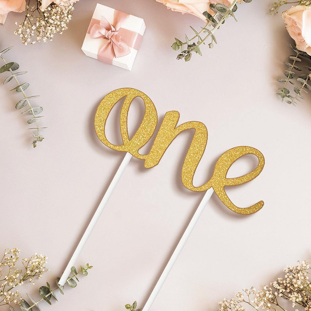 One Cake Topper - Glitter Pink - First Birthday First Birthday 1st Birthday First Year - MadeMineAU