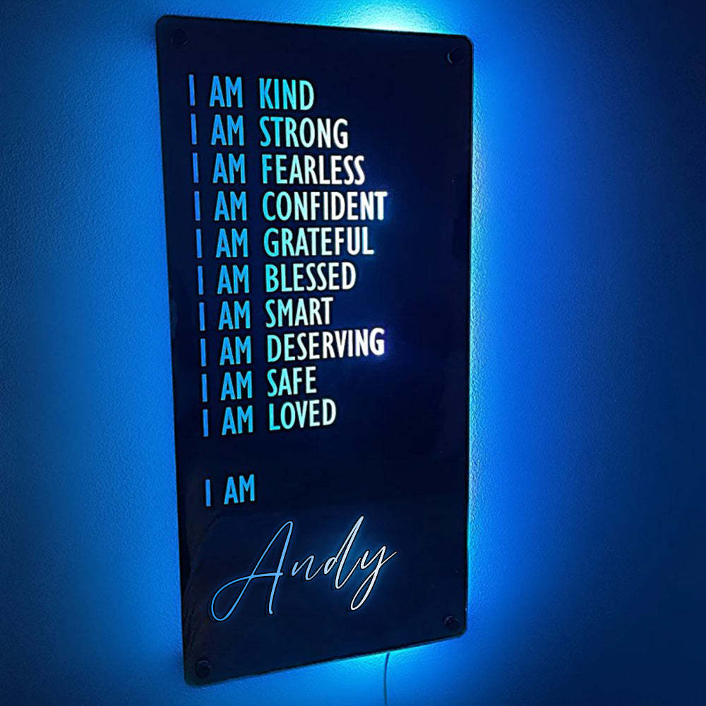 Affirmations Mirror - I Am Mirror Light Colorful Bedroom Lamp - MadeMineAU