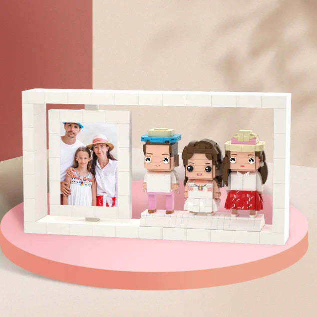 Gifts for Family Full Body Customizable 3 People Custom Brick Figures Photo Frame Small Particle Block - MadeMineAU