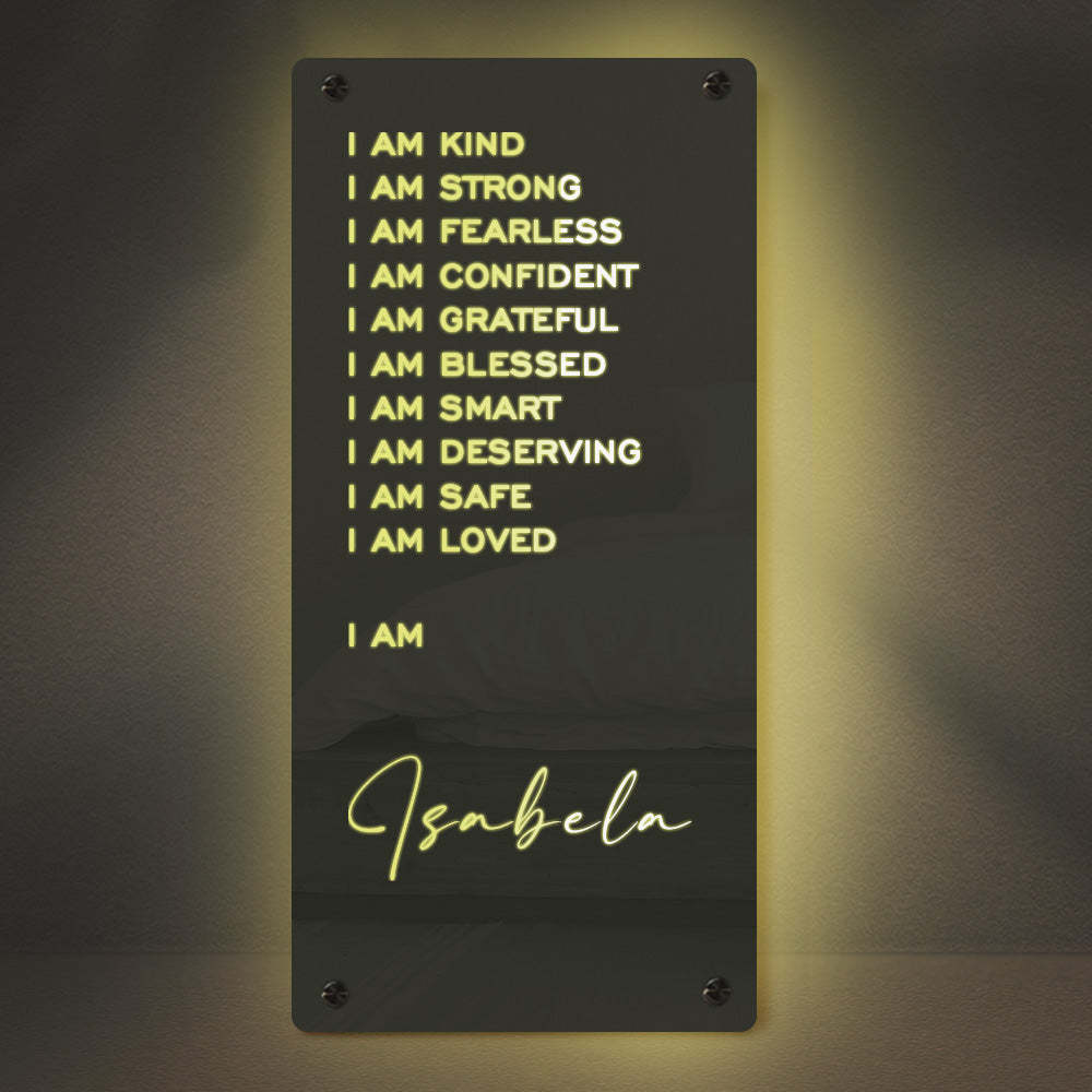 Affirmations Mirror - I Am Mirror Light Colorful Bedroom Lamp - MadeMineAU