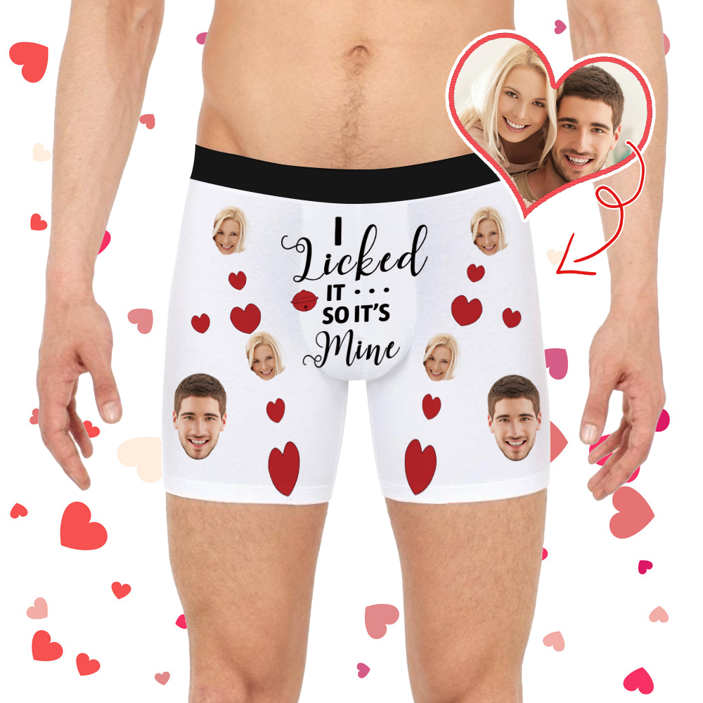 Valentine's Gift Custom Face Boxer Shorts - I Licked It