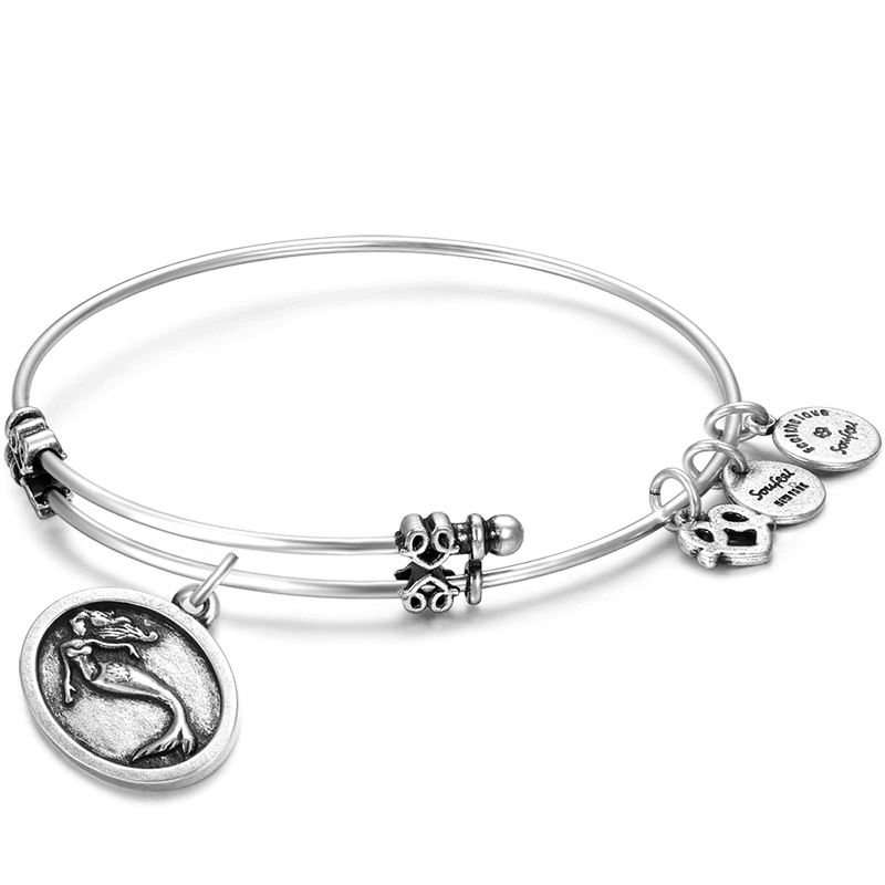 Mermaid Charm Bangle Silver For Women Girls - MadeMineAU