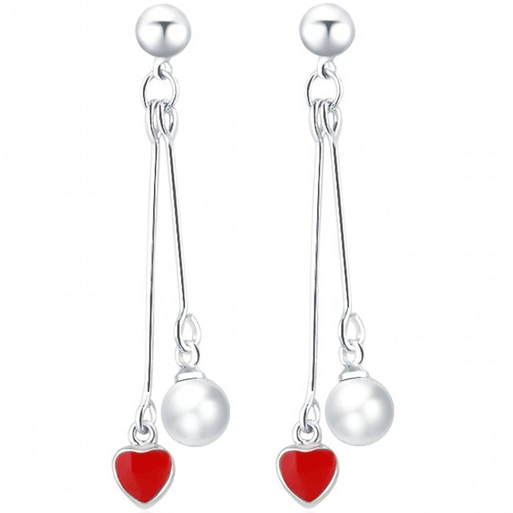 Heart Dangle Earring With Pearl For Women - MadeMineAU