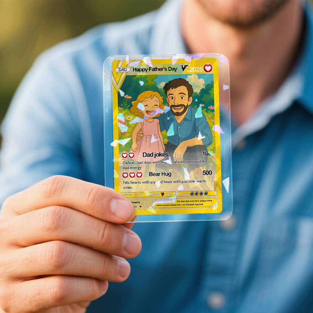 Custom Poke Card Clay Style Fathers Day Card Custom Text and Photo Poke Card Gift For Dad Poke Present - MyPhotoSocks