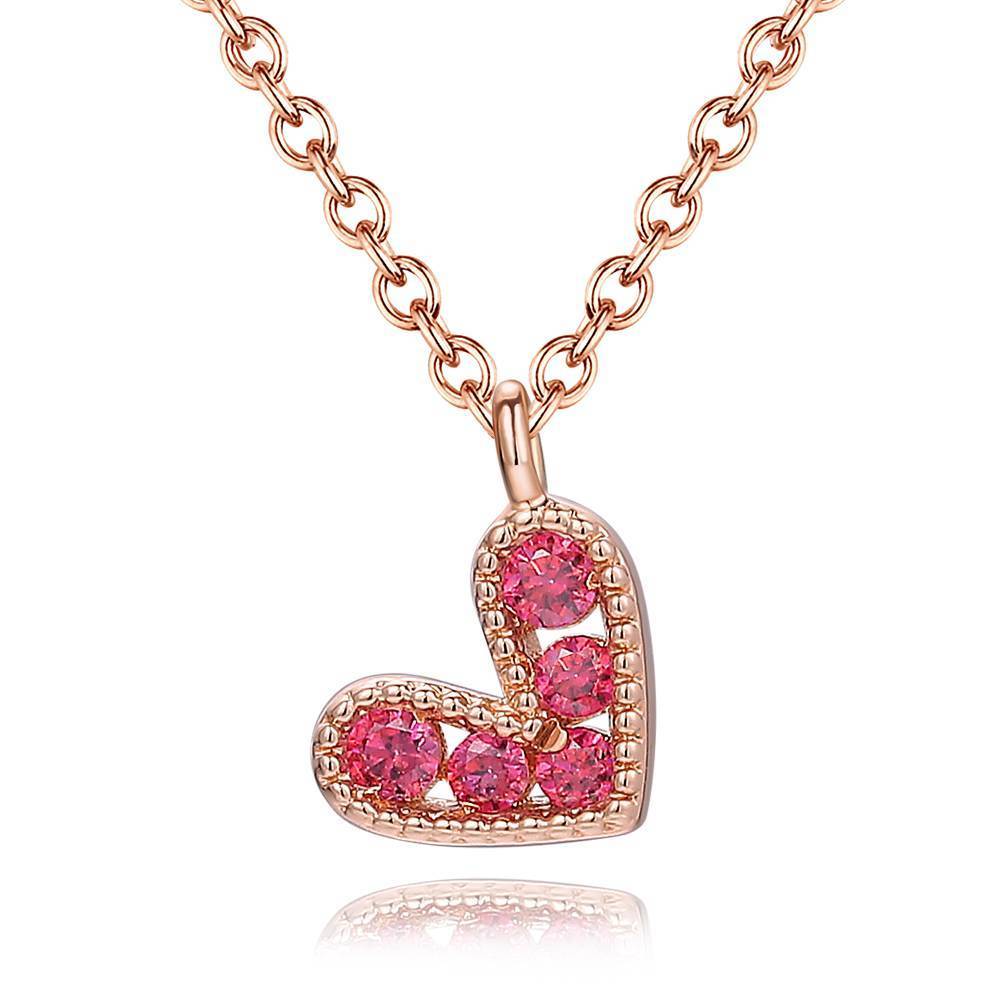 Red Heart Rose Gold Necklace Copper Plated For Women Anniversary Gift - MadeMineAU