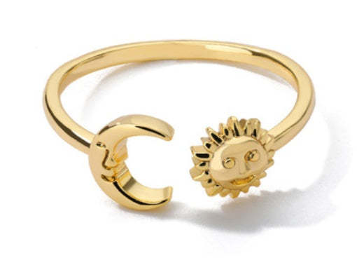 Star And Sun Gold Ring For Men Women - MadeMineAU