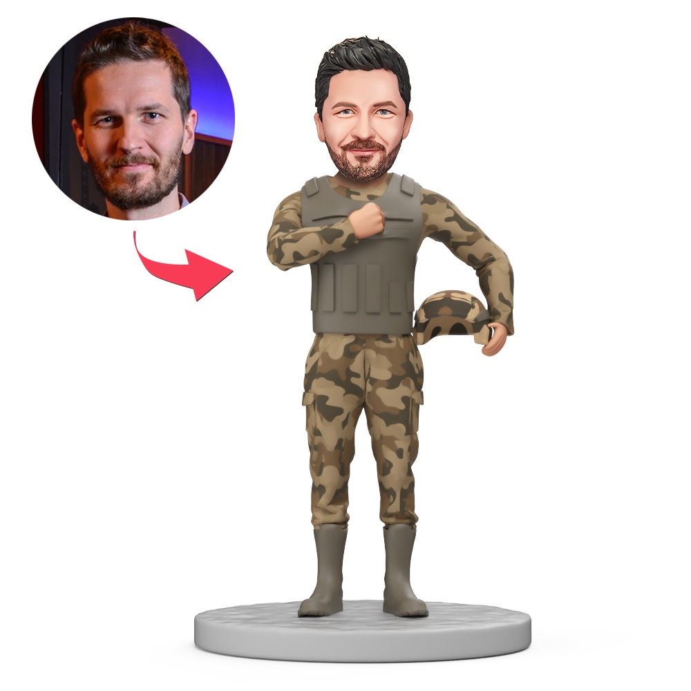 Loyal Army Soldier Custom Bobblehead with Engraved Text