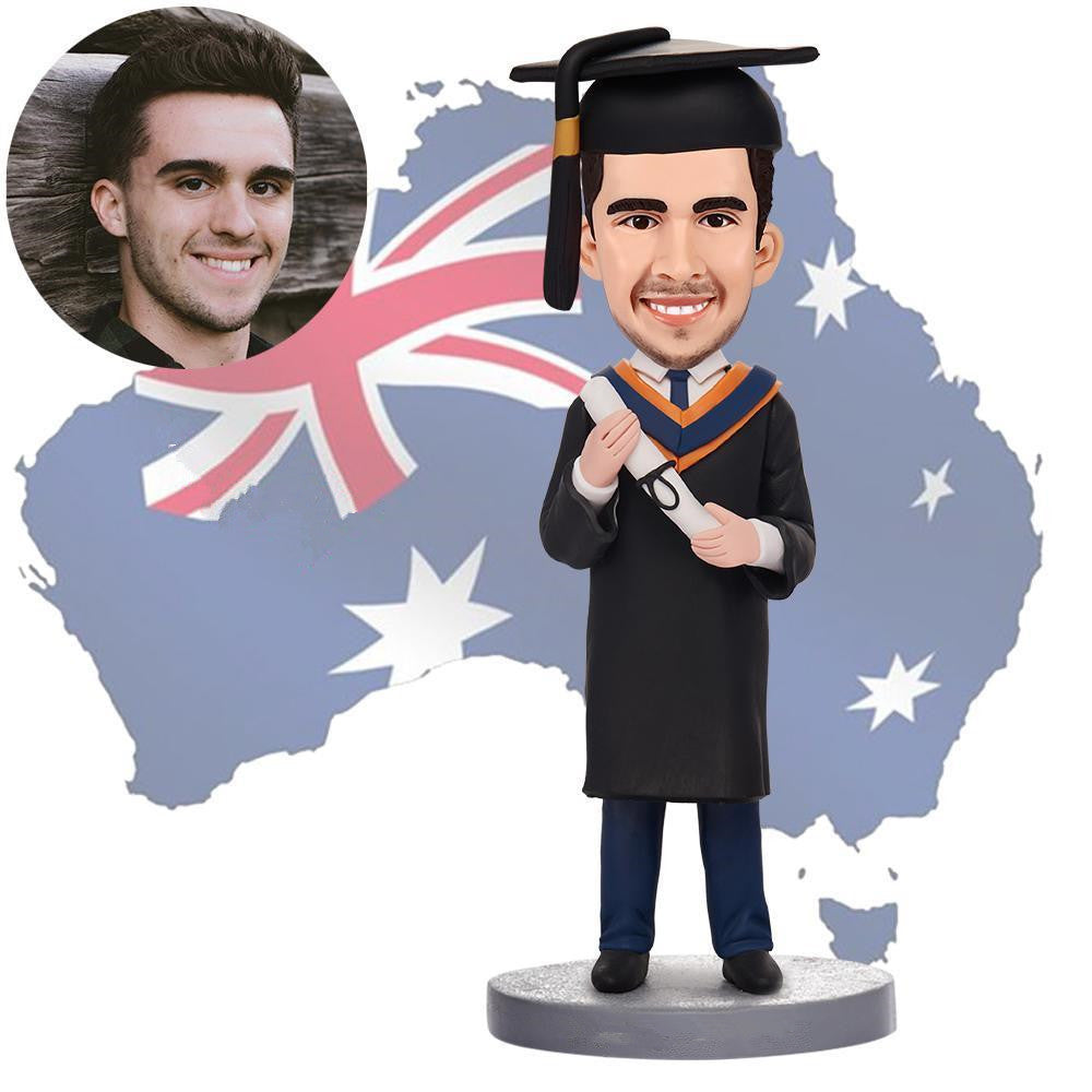 AU Sales-Custom Graduation Man Bobbleheads With Engraved Text Gift For Graduation