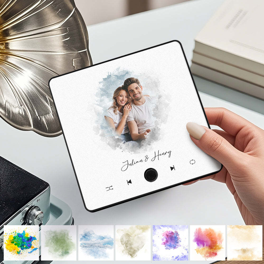 Custom Music Fridge Magnet Watercolor Photo Sticker Music Wall Photo Sticker That Plays Music Without Cell Phone Couple Gifts - MadeMineAU