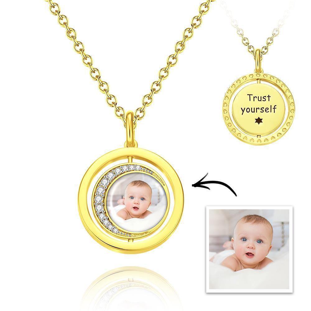 Photo Engraved Necklace Blessing Coin Memorial Gifts for Her Silver - MadeMineAU