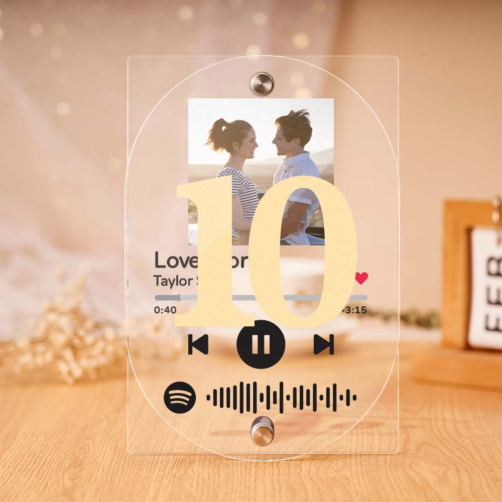 Scannable Spotify Code Acrylic Plaque Custom Photo Wedding Table Numbers Decor - MyPhotoLighter
