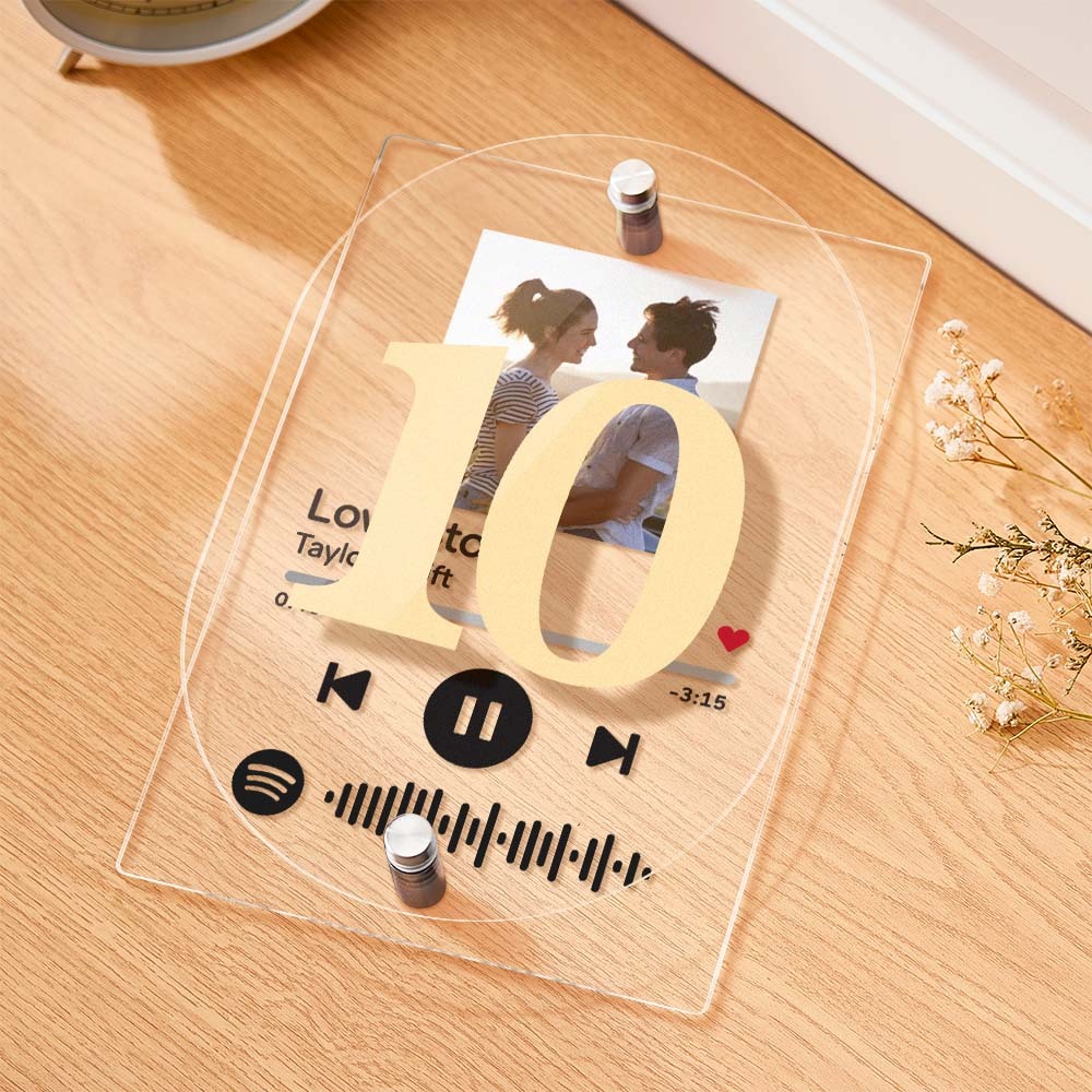 Scannable Spotify Code Acrylic Plaque Custom Photo Wedding Table Numbers Decor - MyPhotoLighter