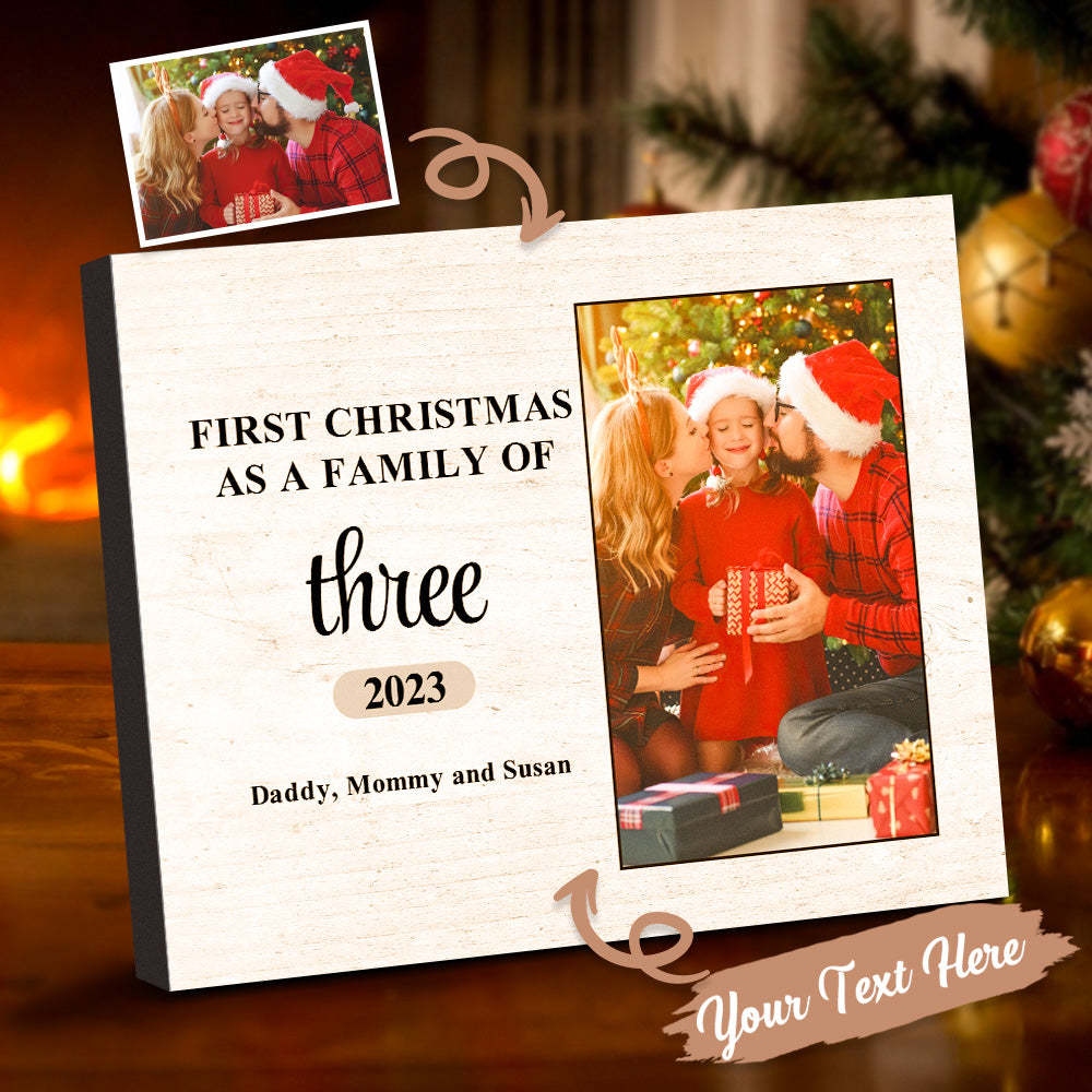 Custom Family Photo First Christmas Personalized Name Plaque - MadeMineAU