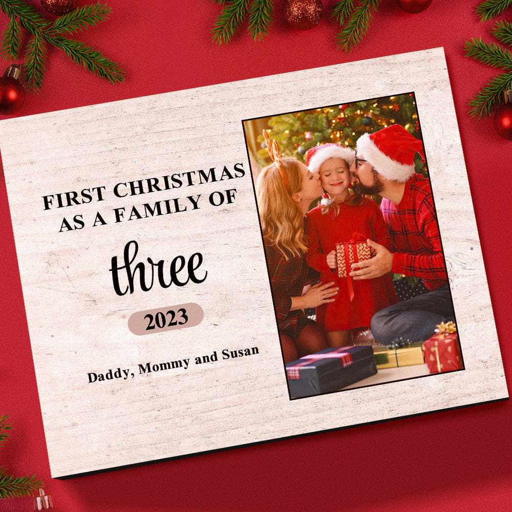 Custom Family Photo First Christmas Personalized Name Plaque - MadeMineAU