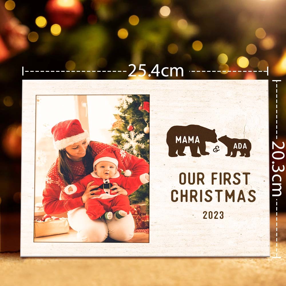 Custom Photo Mom and Baby's First Christmas Personalized Name Plaque - MadeMineAU