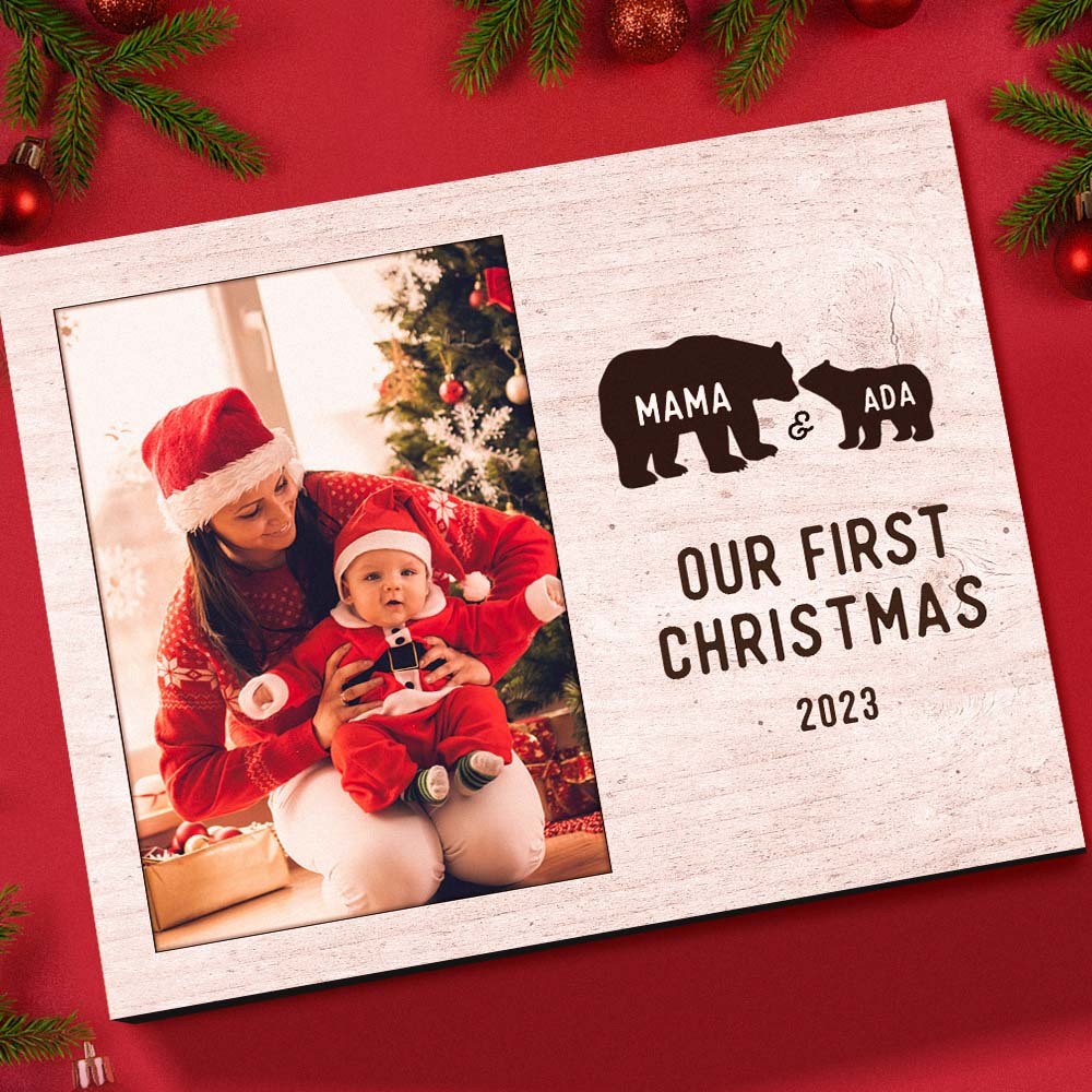 Custom Photo Mom and Baby's First Christmas Personalized Name Plaque - MadeMineAU