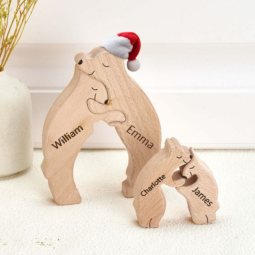 Custom Names Christmas Wooden Bears Family Puzzle Home Decor Christmas Gifts - MadeMineAU