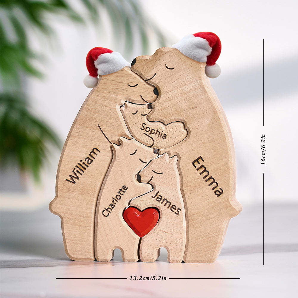 Custom Names Christmas Wooden Bears Family Puzzle Home Decor Christmas Gifts - MadeMineAU