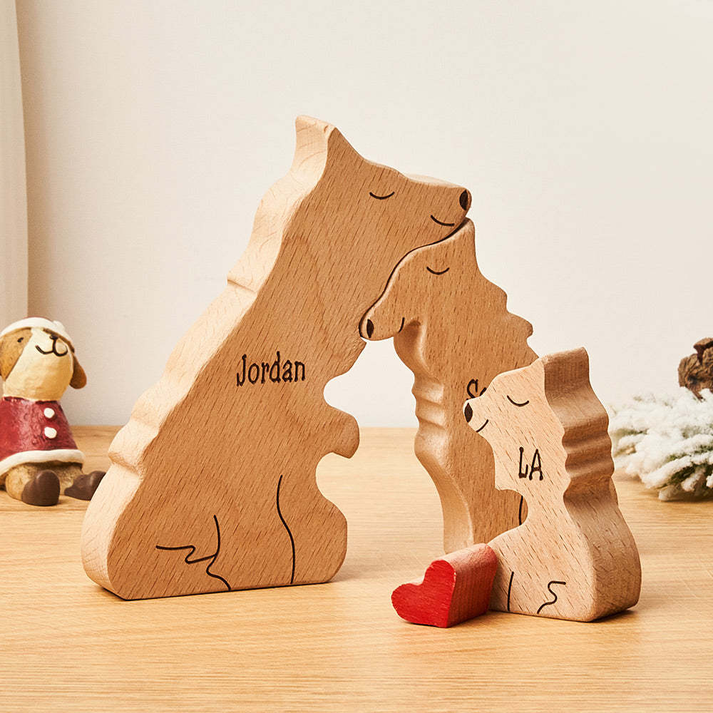 Custom Names Wooden Wolf Family Puzzle Home Decor Christmas Gifts - MadeMineAU