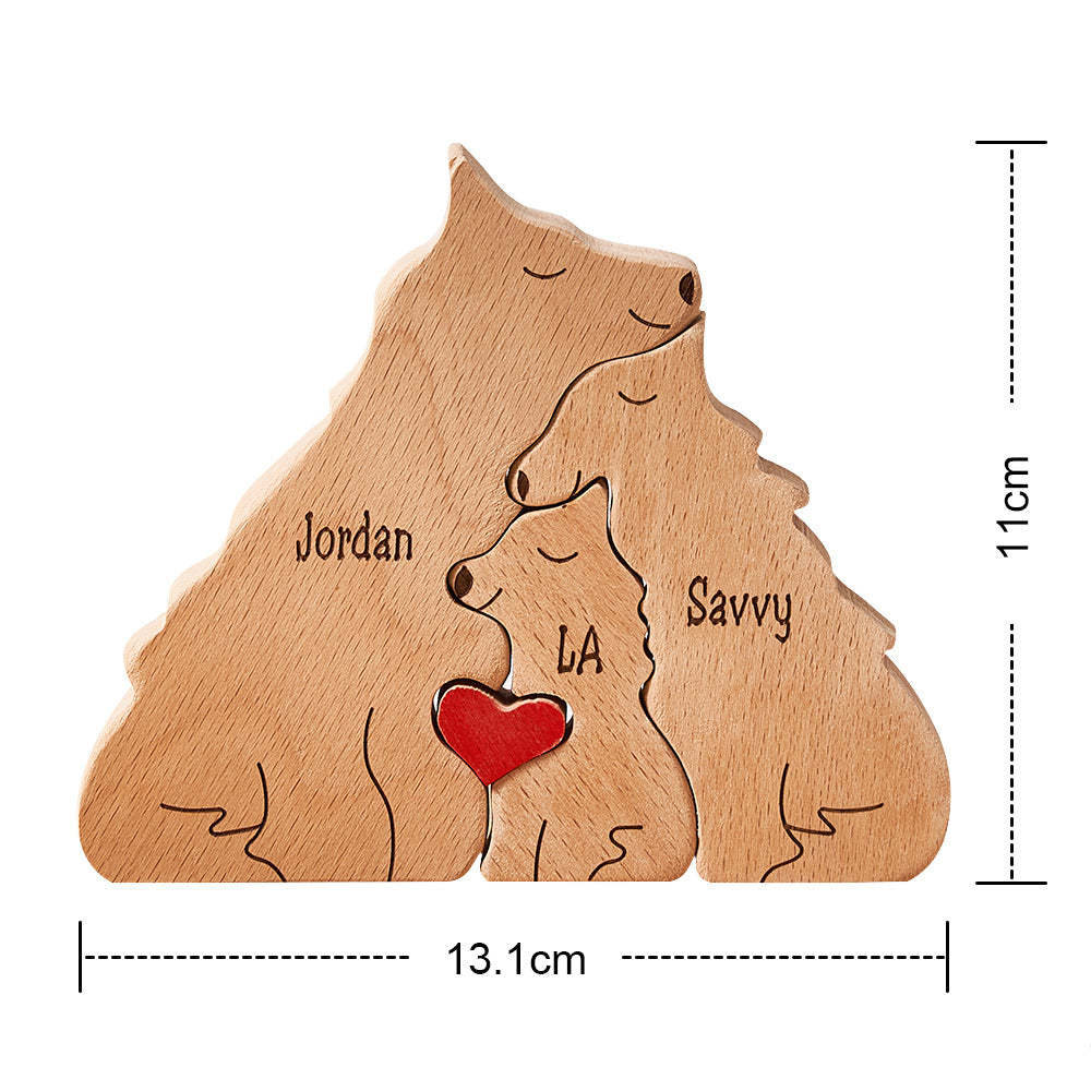 Custom Names Wooden Wolf Family Puzzle Home Decor Christmas Gifts - MadeMineAU