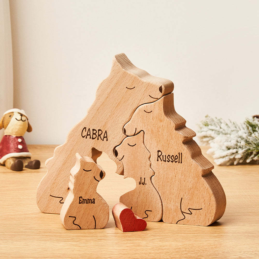 Custom Names Wooden Wolf Family Puzzle Home Decor Christmas Gifts - MadeMineAU
