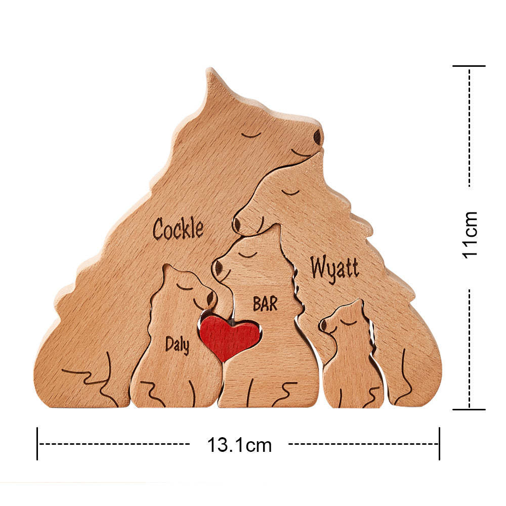 Custom Names Wooden Wolf Family Puzzle Home Decor Christmas Gifts - MadeMineAU