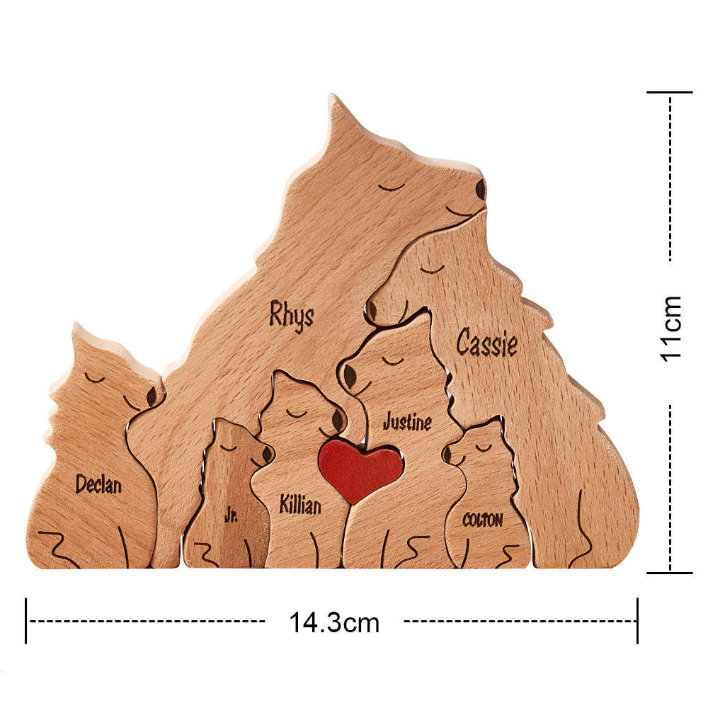 Custom Names Wooden Wolf Family Puzzle Home Decor Christmas Gifts - MadeMineAU