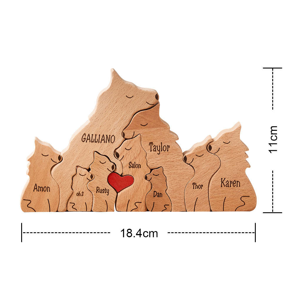Custom Names Wooden Wolf Family Puzzle Home Decor Christmas Gifts - MadeMineAU