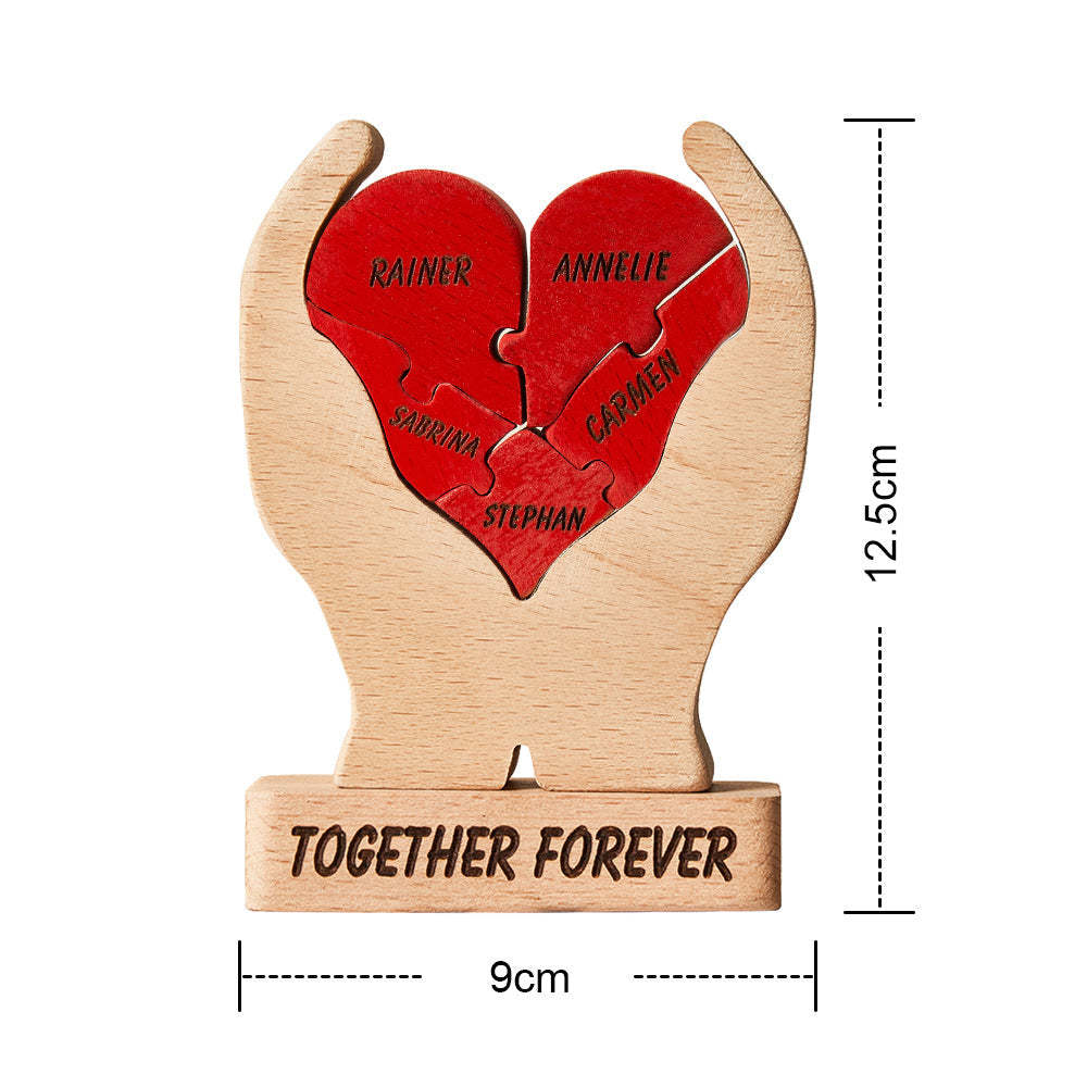 Custom Names Wooden Heart Family Puzzle Home Decor Christmas Gifts - MadeMineAU
