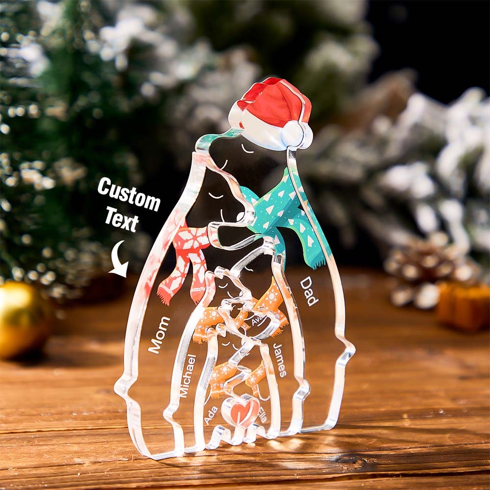 Custom Names Christmas Hugging Bear Family Acrylic Bear Family Puzzle Home Decor Christmas Gifts - MadeMineAU