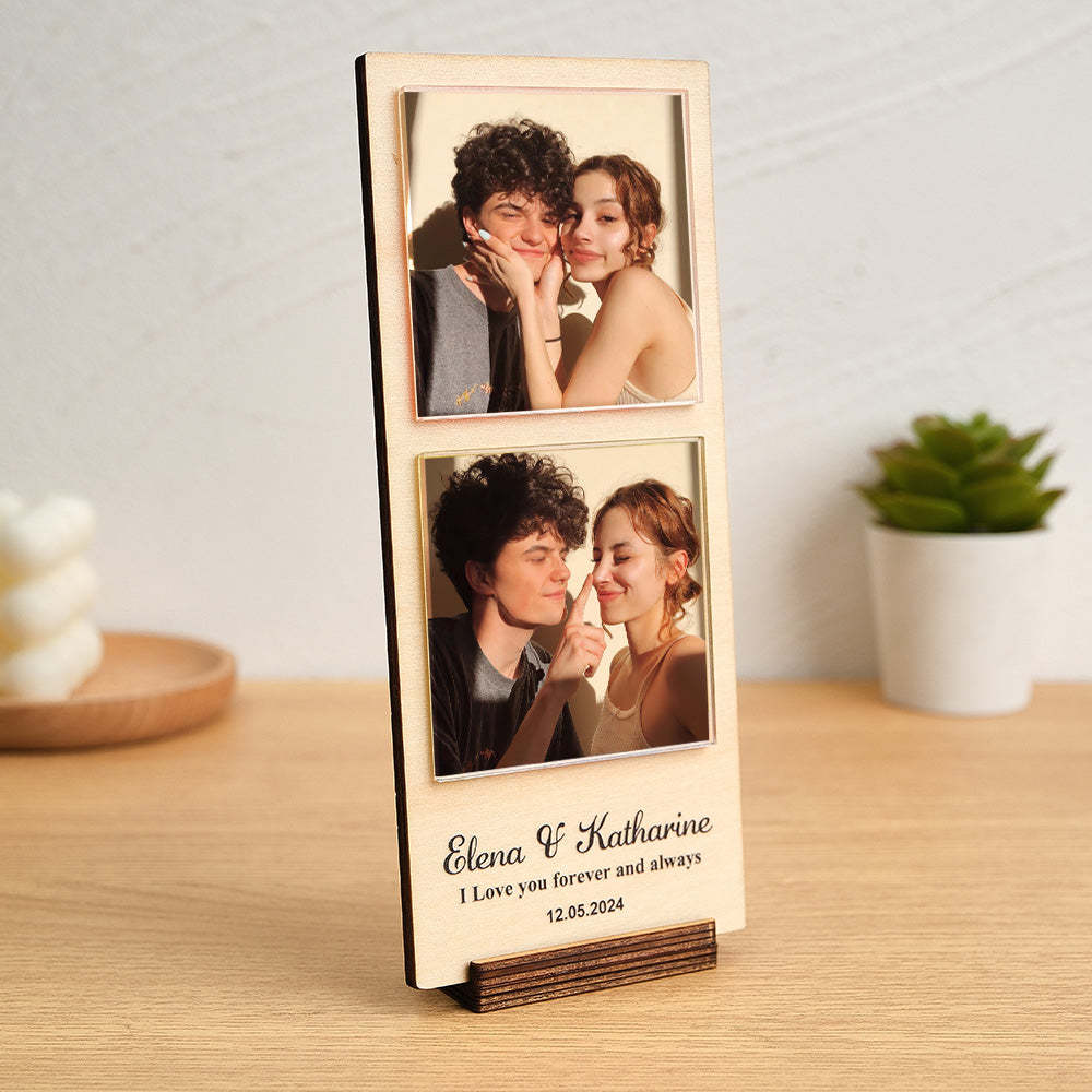 Custom Photo Wood Frame with Personalzed Text 1-4 Photos - MadeMineAU