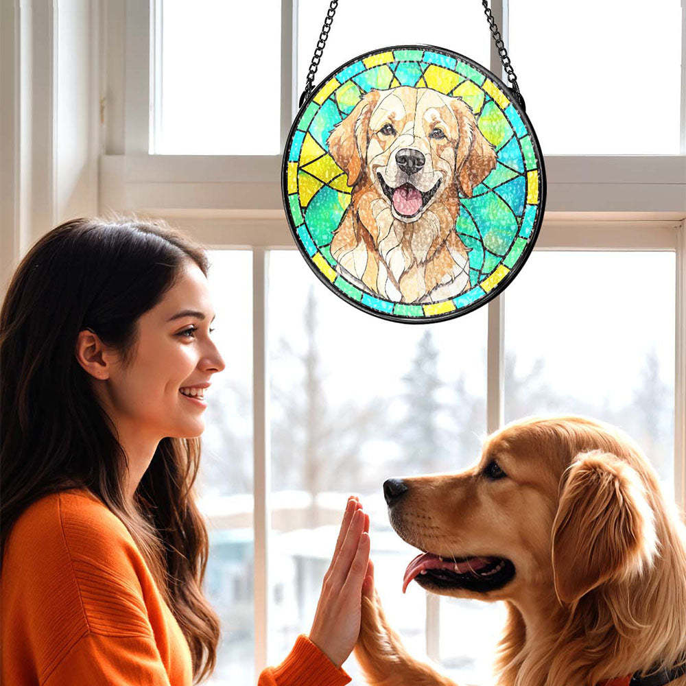 Custom Pet Stained Glass Suncatcher Pet Ornament Remembrance Gifts for Pet Lovers - MadeMineAU