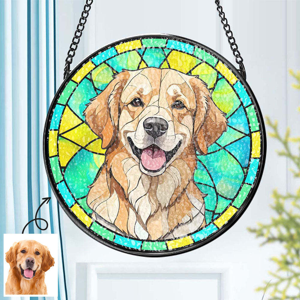 Custom Pet Stained Glass Suncatcher Pet Ornament Remembrance Gifts for Pet Lovers - MadeMineAU