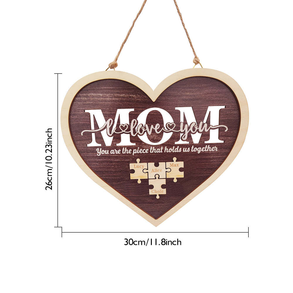 Personalized Mom Heart Puzzle Plaque You Are the Piece That Holds Us Together Mother's Day Gift - photowatch