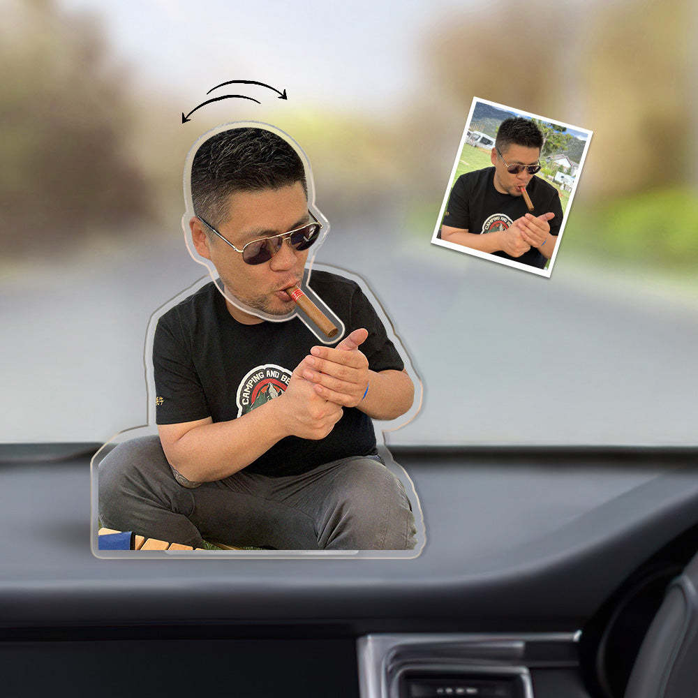 Custom Photo Automatic Shaking Head Ornament Personalized Car Dashboard Decoration Home Desktop Ornament - MadeMineAU
