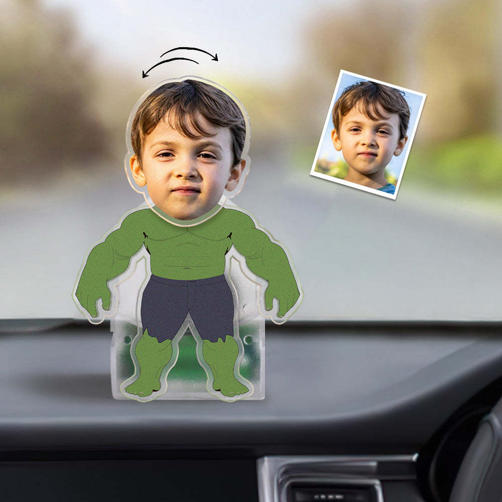Custom Photo Shaking Head Ornament Personalized Hulk Car Dashboard Decoration Home Desktop Ornament - MadeMineAU