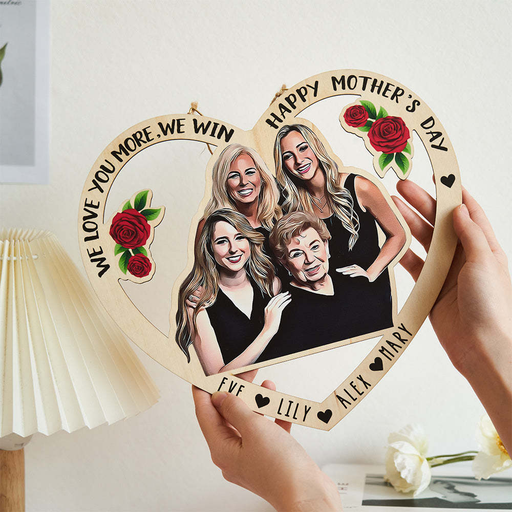 Custom Photo Engraved Pendant Heart Shaped Mother's Day Gifts - MadeMineAU