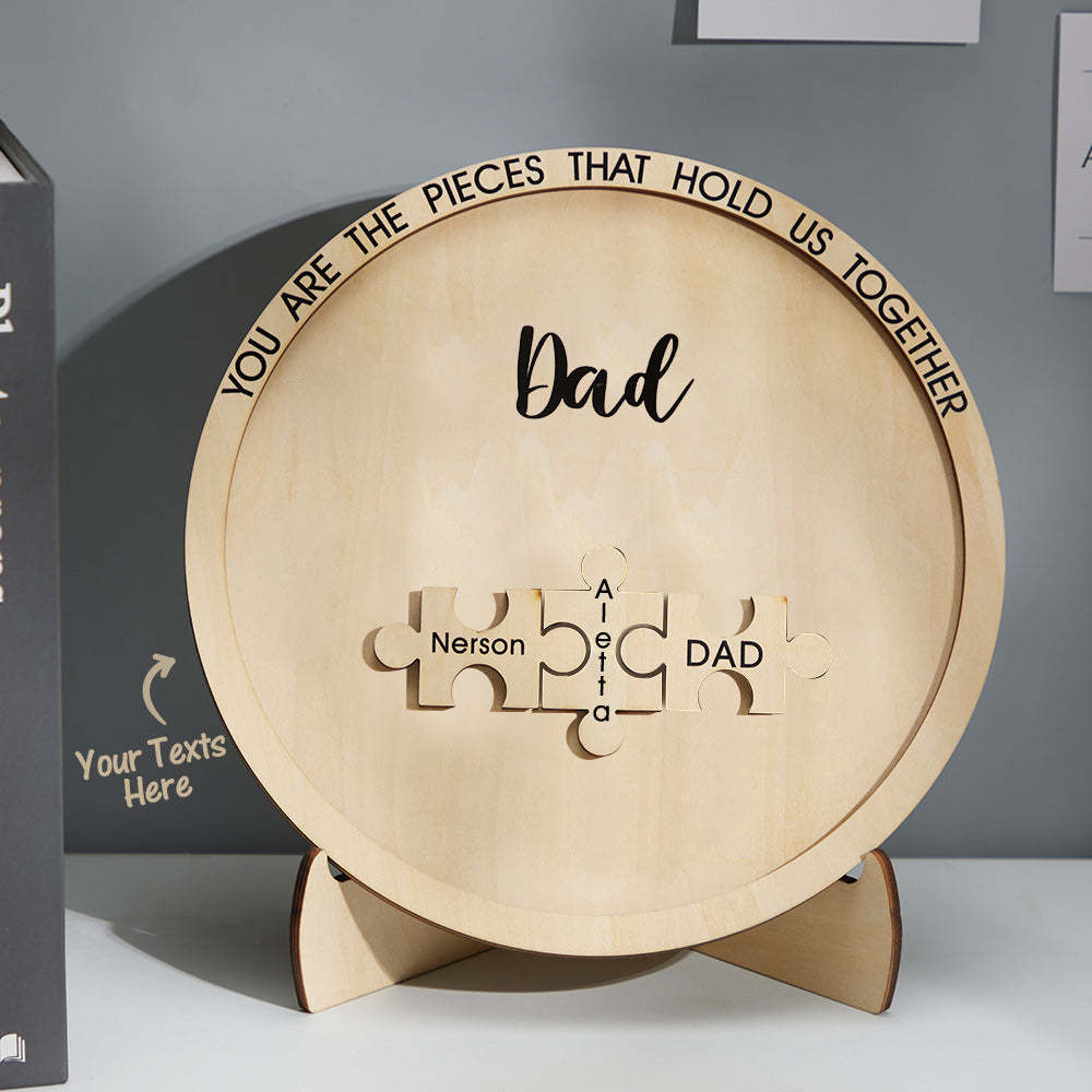 Custom Engraved Ornament Round Wooden Puzzle Pieces Sign Gifts for Parents - MadeMineAU