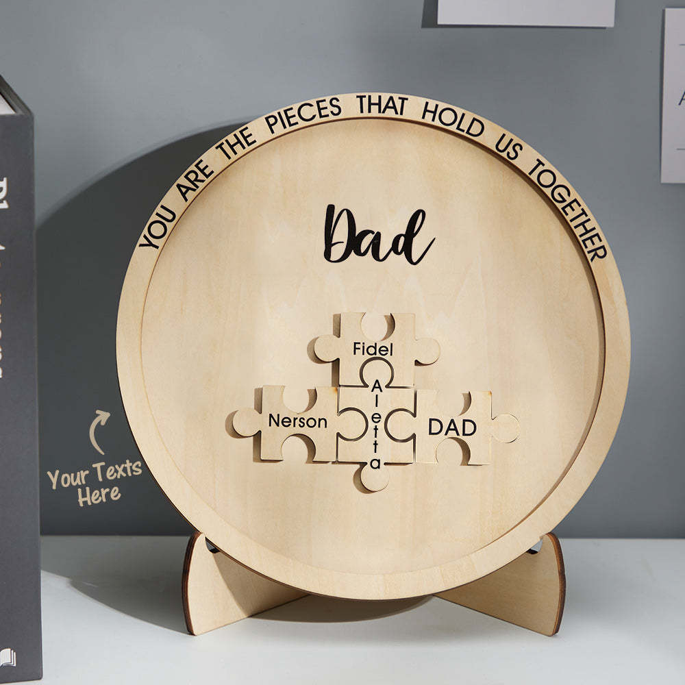 Custom Engraved Ornament Round Wooden Puzzle Pieces Sign Gifts for Parents - MadeMineAU