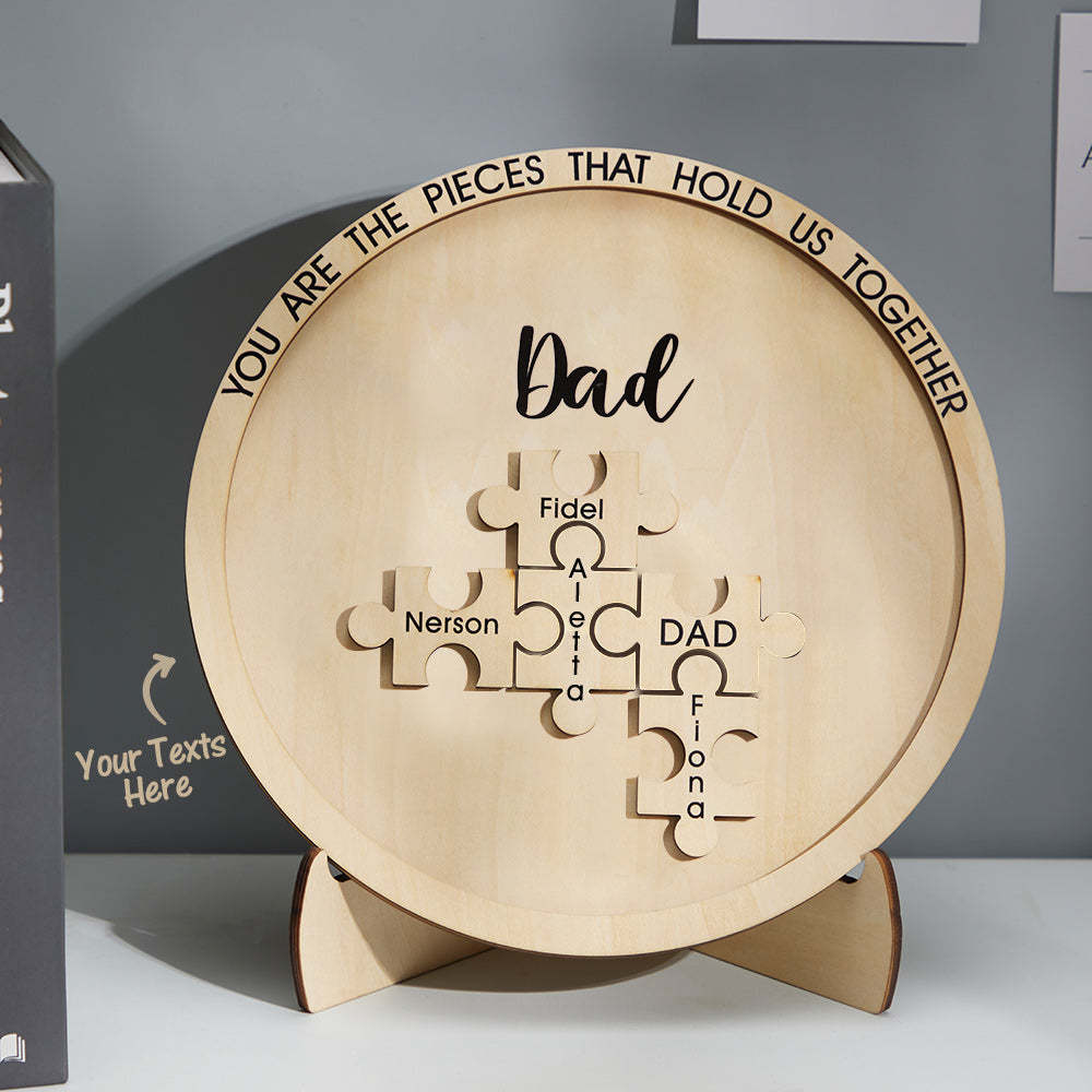 Custom Engraved Ornament Round Wooden Puzzle Pieces Sign Gifts for Parents - MadeMineAU