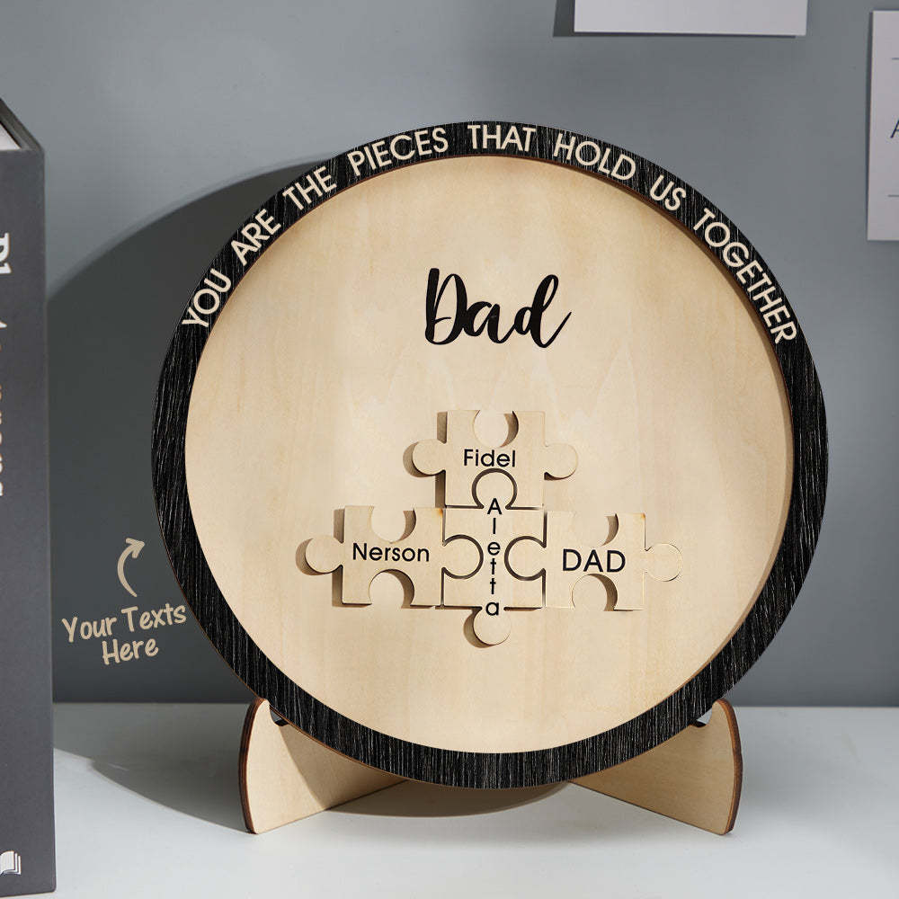 Custom Engraved Ornament Round Wooden Puzzle Pieces Sign Gifts for Parents - MadeMineAU