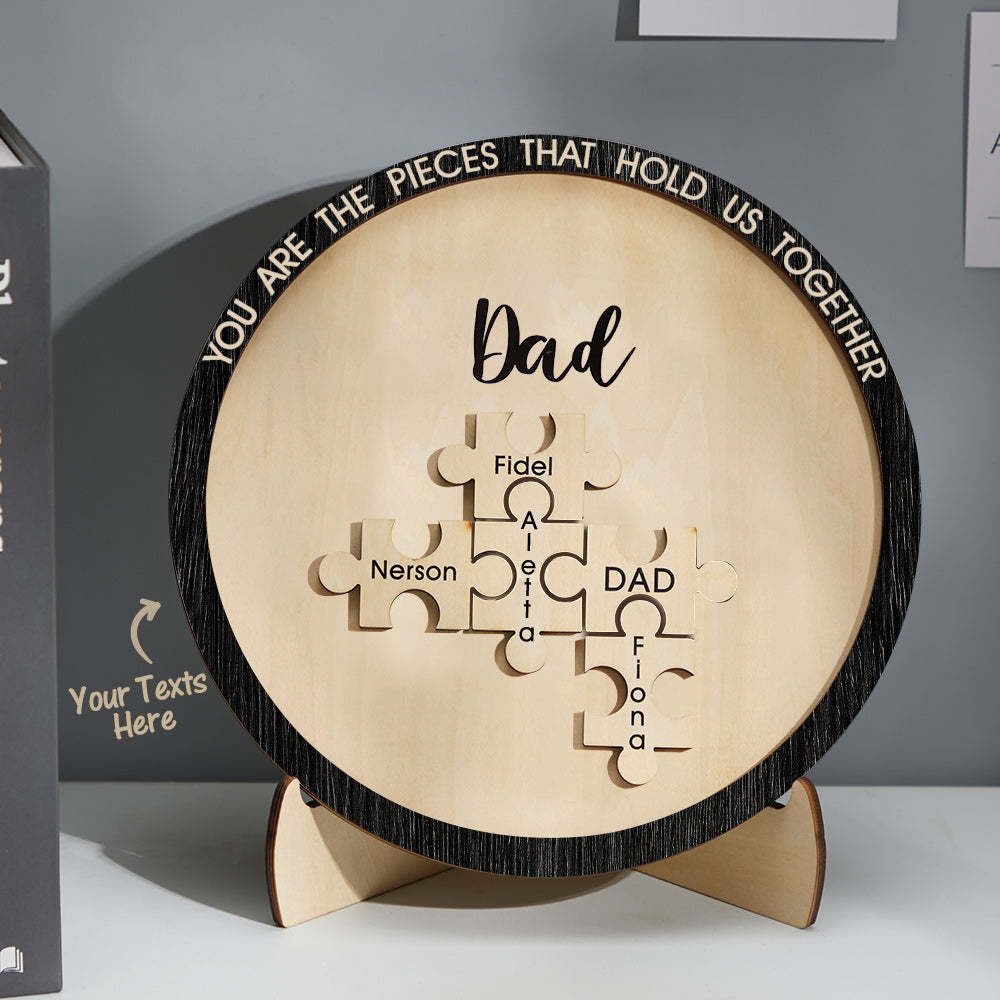 Custom Engraved Ornament Round Wooden Puzzle Pieces Sign Gifts for Parents - MadeMineAU